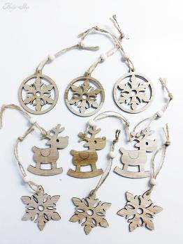 Christbaumschmuck Holzanhänger-Set